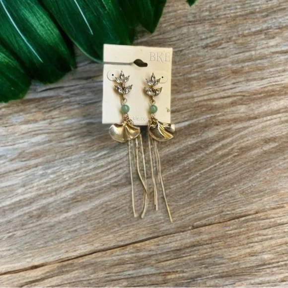 Buckle Gold and Green Dangle Earrings - Picture 12 of 12